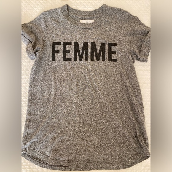 Anthropology Sol Angeles graphic tee FEMME Grey XS - Picture 2 of 5